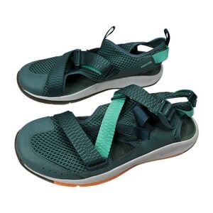 Chaco Sport Sandals Men 11 Water Hiking Aqua Shoes Teal Orange